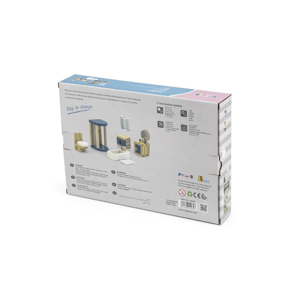 VIGA PolarB Zestaw Mebelków do Domku dla Lalek Łazienka