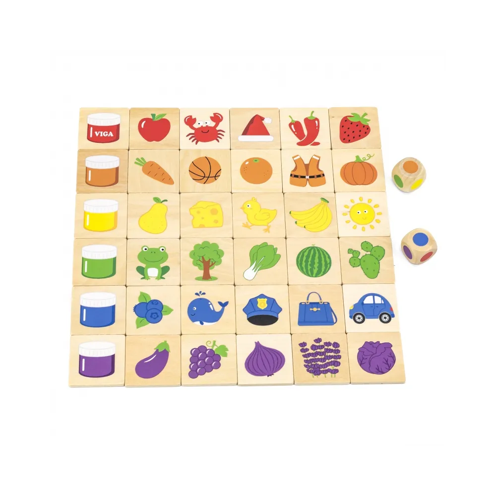 VIGA Gra Edukacyjna Drewniana Układanka Sortuj Dopasuj Kolory i Kształty 38 el. Montessori
