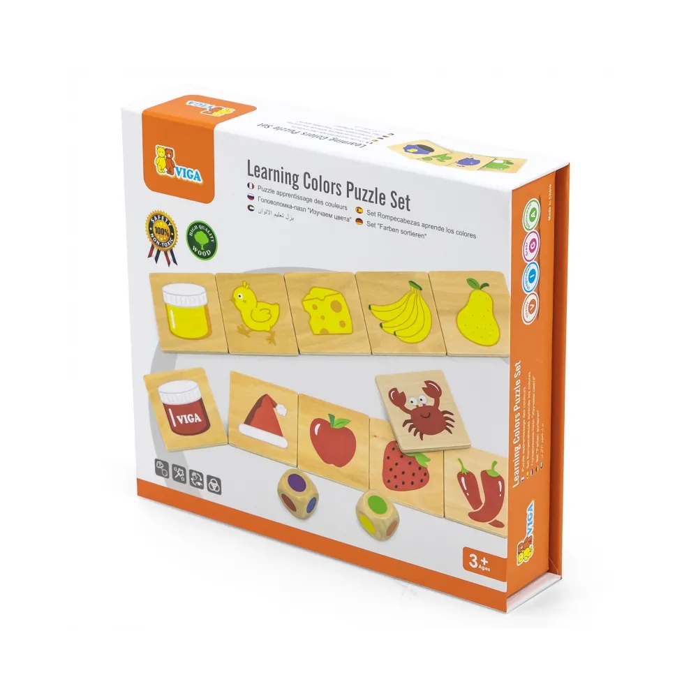 VIGA Gra Edukacyjna Drewniana Układanka Sortuj Dopasuj Kolory i Kształty 38 el. Montessori