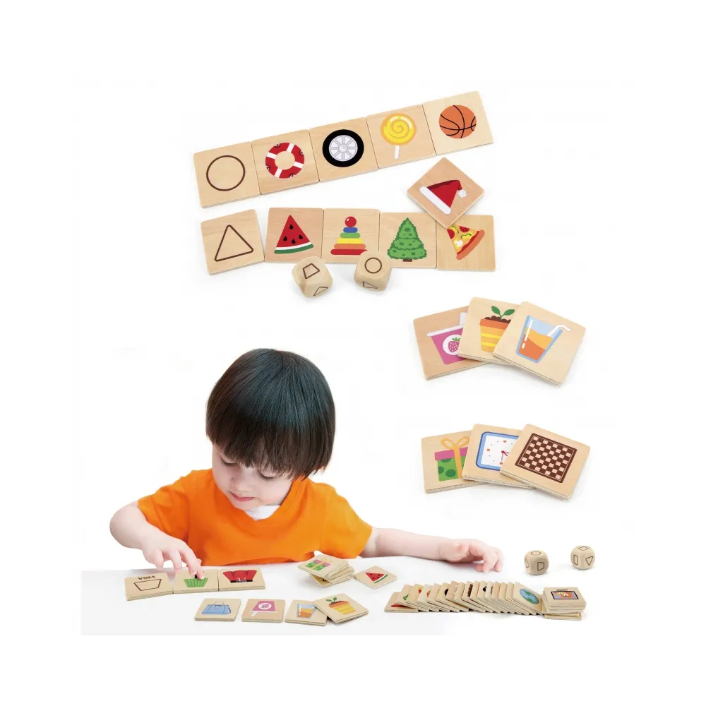 VIGA Gra Edukacyjna Drewniana Układanka Dopasuj Kształty 37 el.