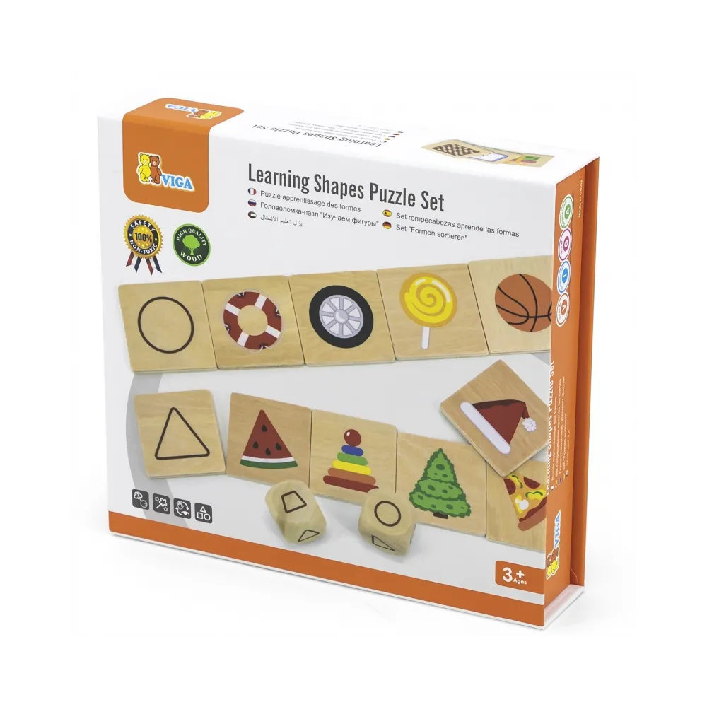 VIGA Gra Edukacyjna Drewniana Układanka Dopasuj Kształty 37 el.