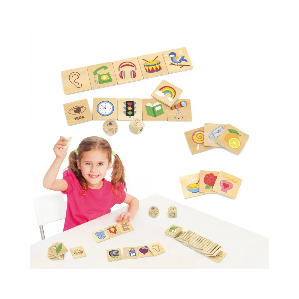 VIGA Gra Edukacyjna Układanka Ucząca Sortuj Zmysły 37 el. Montessori