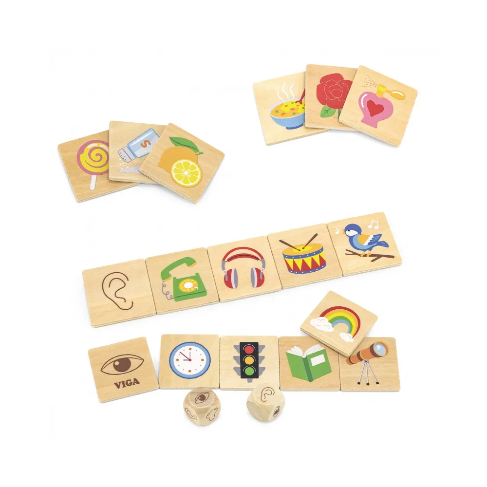 VIGA Gra Edukacyjna Układanka Ucząca Sortuj Zmysły 37 el. Montessori