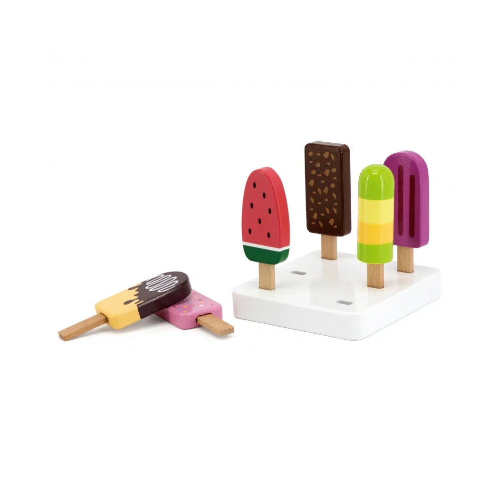 VIGA Zestaw Drewnianych Lodów na Patyku ze Stojakiem 6 szt.