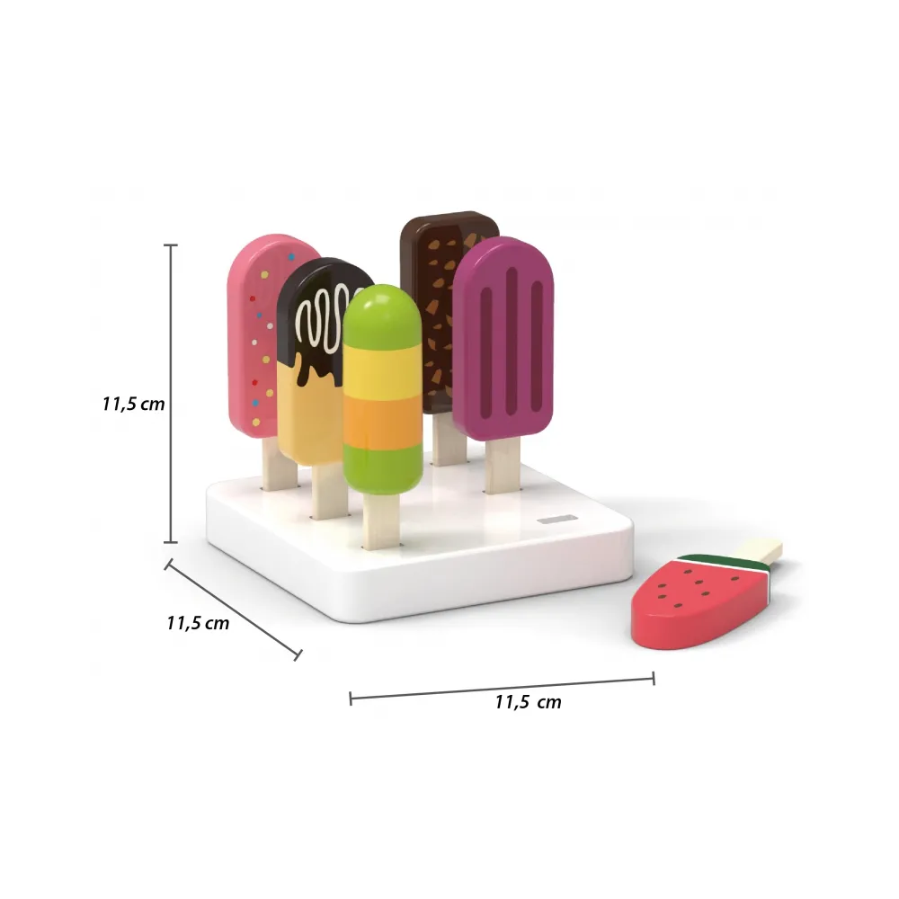 VIGA Zestaw Drewnianych Lodów na Patyku ze Stojakiem 6 szt.