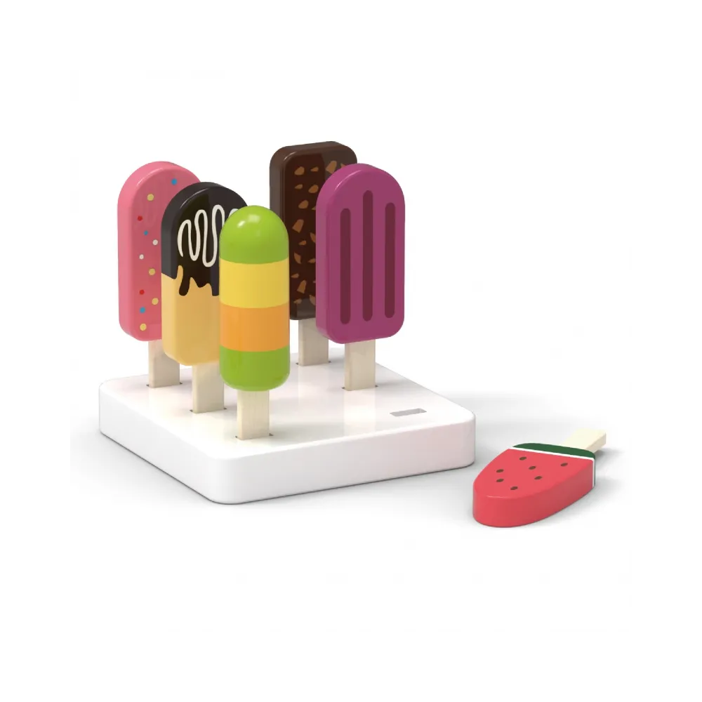 VIGA Zestaw Drewnianych Lodów na Patyku ze Stojakiem 6 szt.