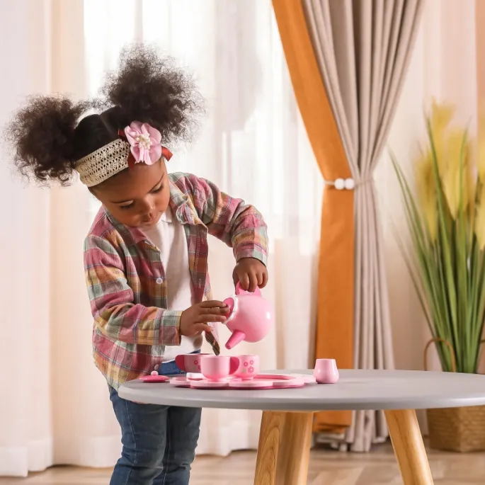 Kolorowy serwis z drewna bukowego dla dzieci