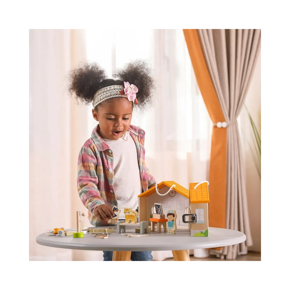 Kolorowy zestaw szpitalik dla zwierząt z kompletem akcesoriów weterynarza