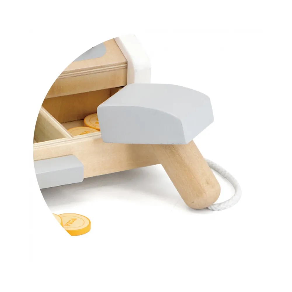 VIGA Drewniana Kasa sklepowa szaro biała