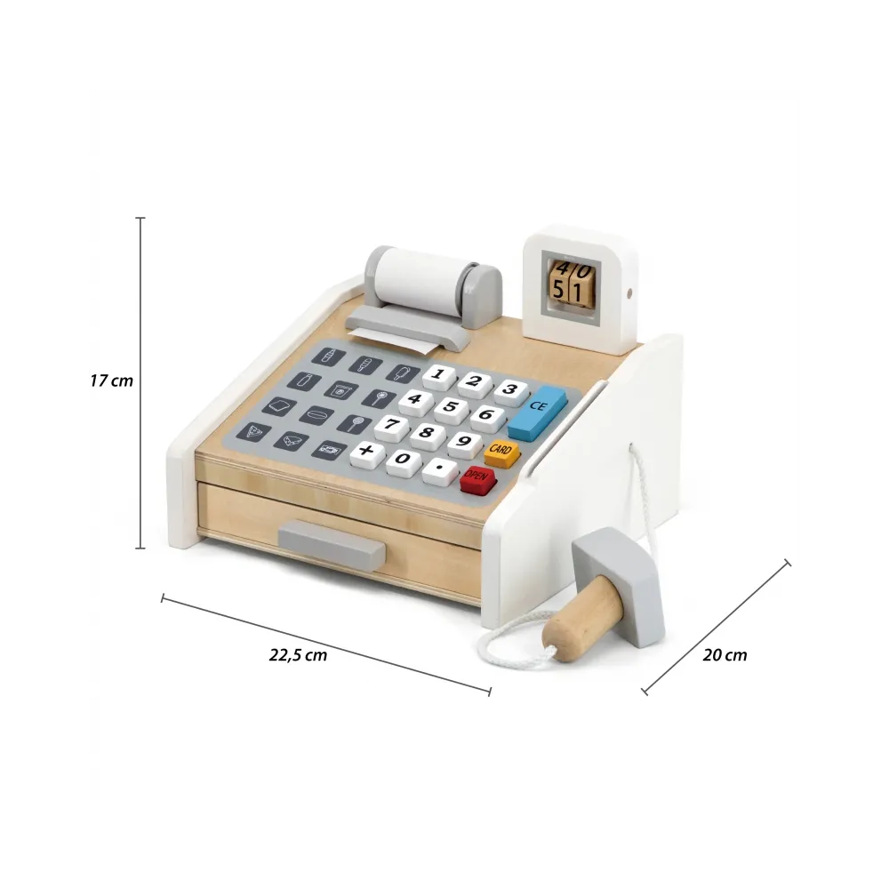VIGA Drewniana Kasa sklepowa szaro biała