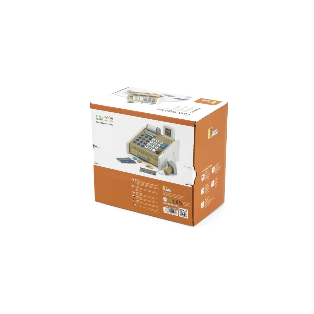 VIGA Drewniana Kasa sklepowa szaro biała