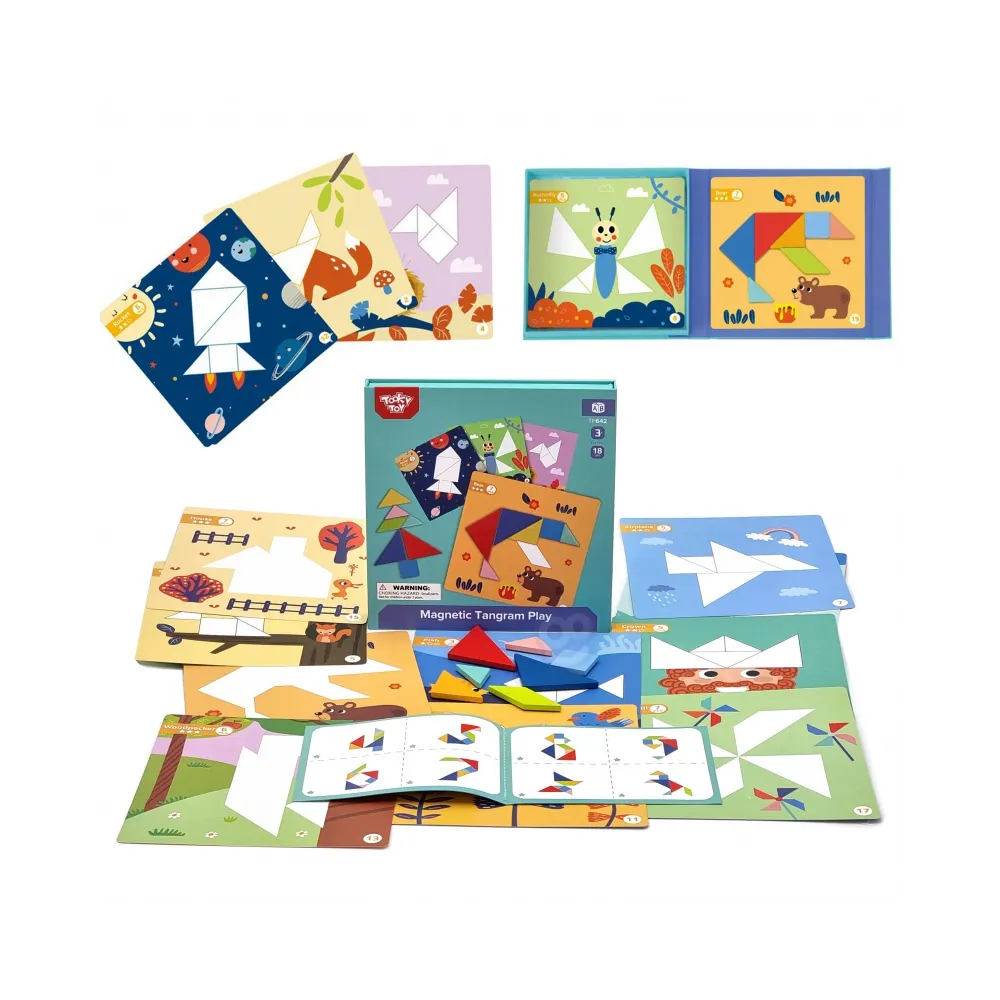 TOOKY TOY Puzzle Tangram Układanka dla Dzieci Nauka Kształtów Figury Kształty 18el.