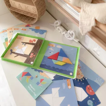 TOOKY TOY Puzzle Tangram Układanka dla Dzieci - Nauka Kształtów Figury Kształty 18el.