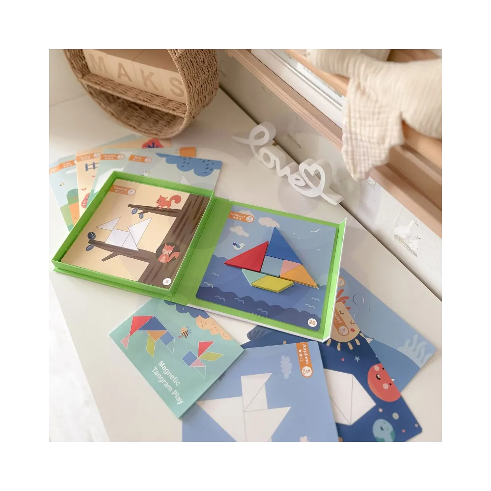 TOOKY TOY Puzzle Tangram Układanka dla Dzieci Nauka Kształtów Figury Kształty 18el.