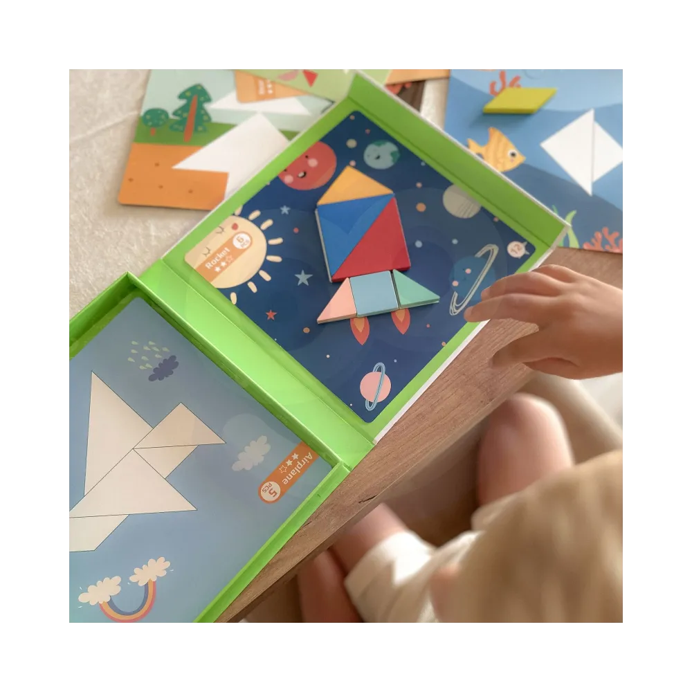 TOOKY TOY Puzzle Tangram Układanka dla Dzieci Nauka Kształtów Figury Kształty 18el.