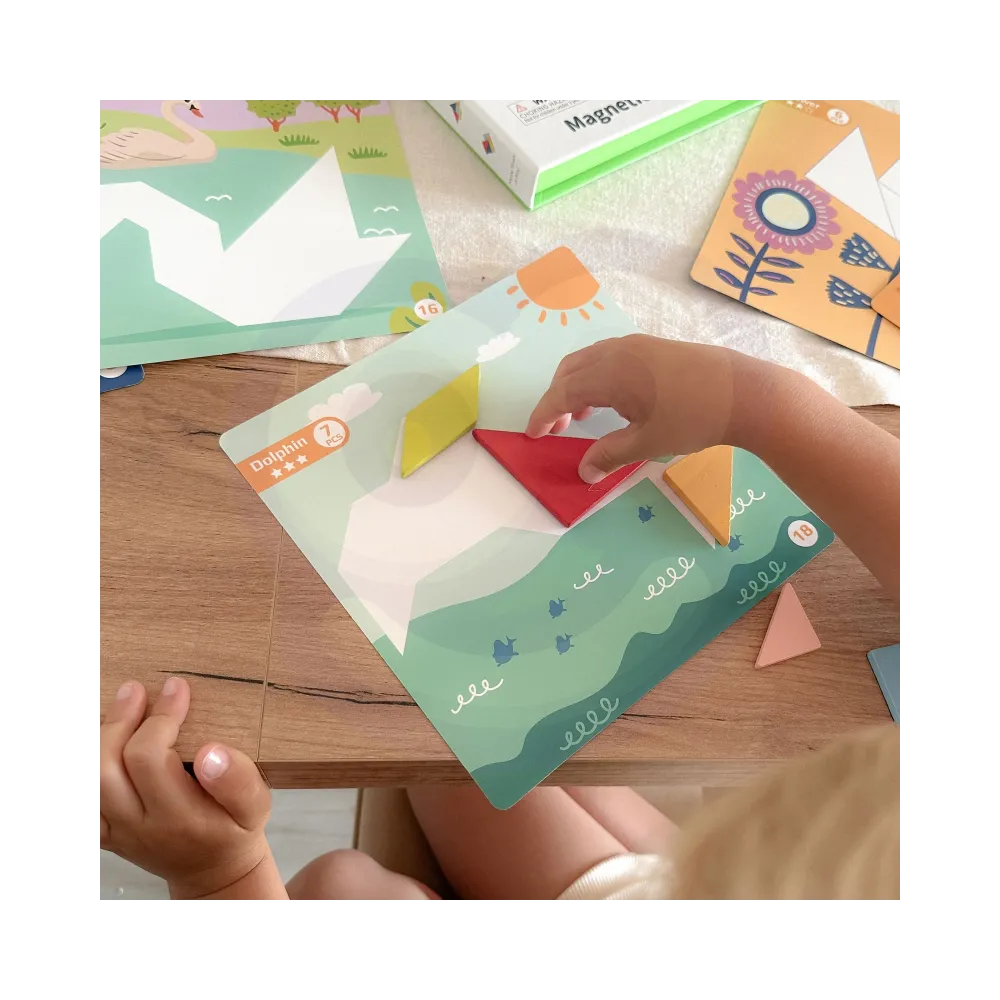 TOOKY TOY Puzzle Tangram Układanka dla Dzieci Nauka Kształtów Figury Kształty 18el.