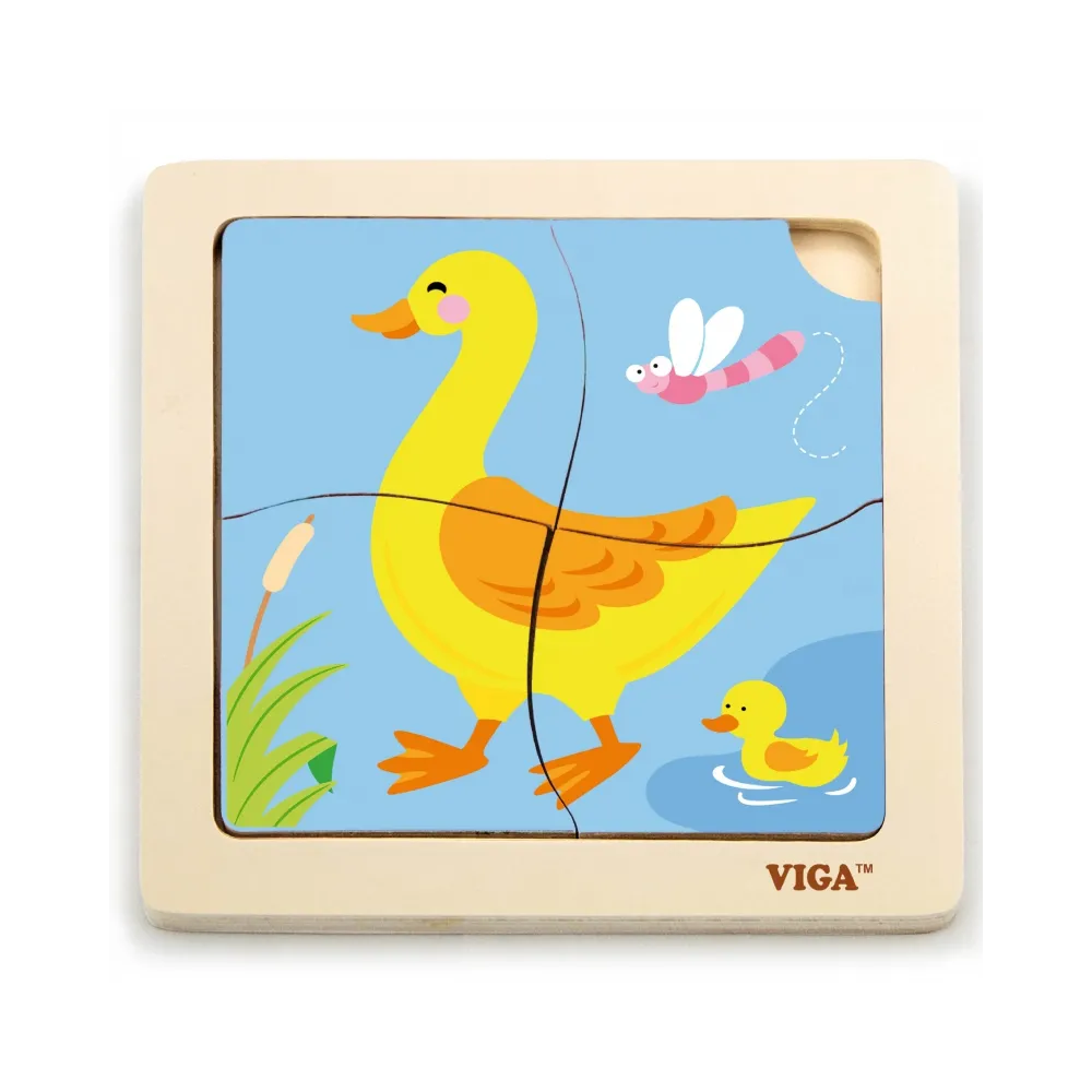 VIGA Poręczne Drewniane Puzzle Kaczuszka