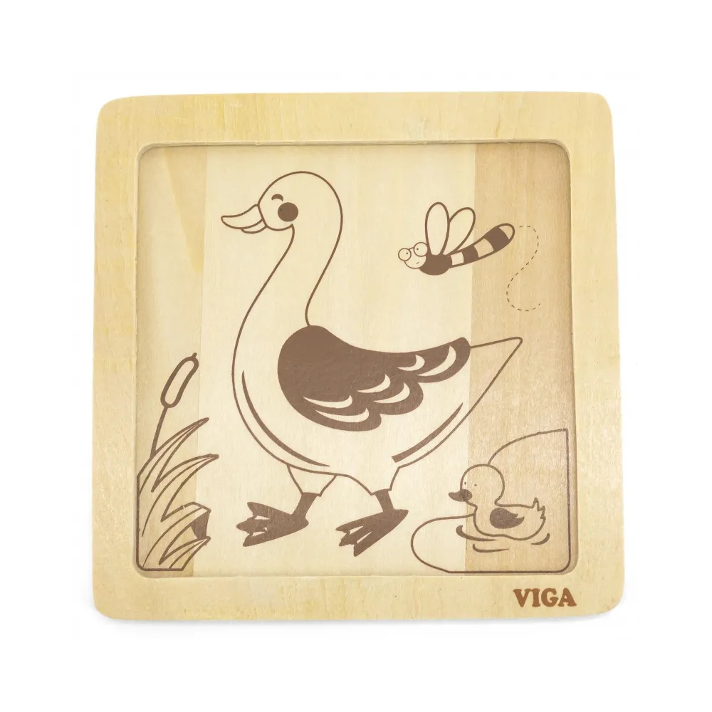 VIGA Poręczne Drewniane Puzzle Kaczuszka