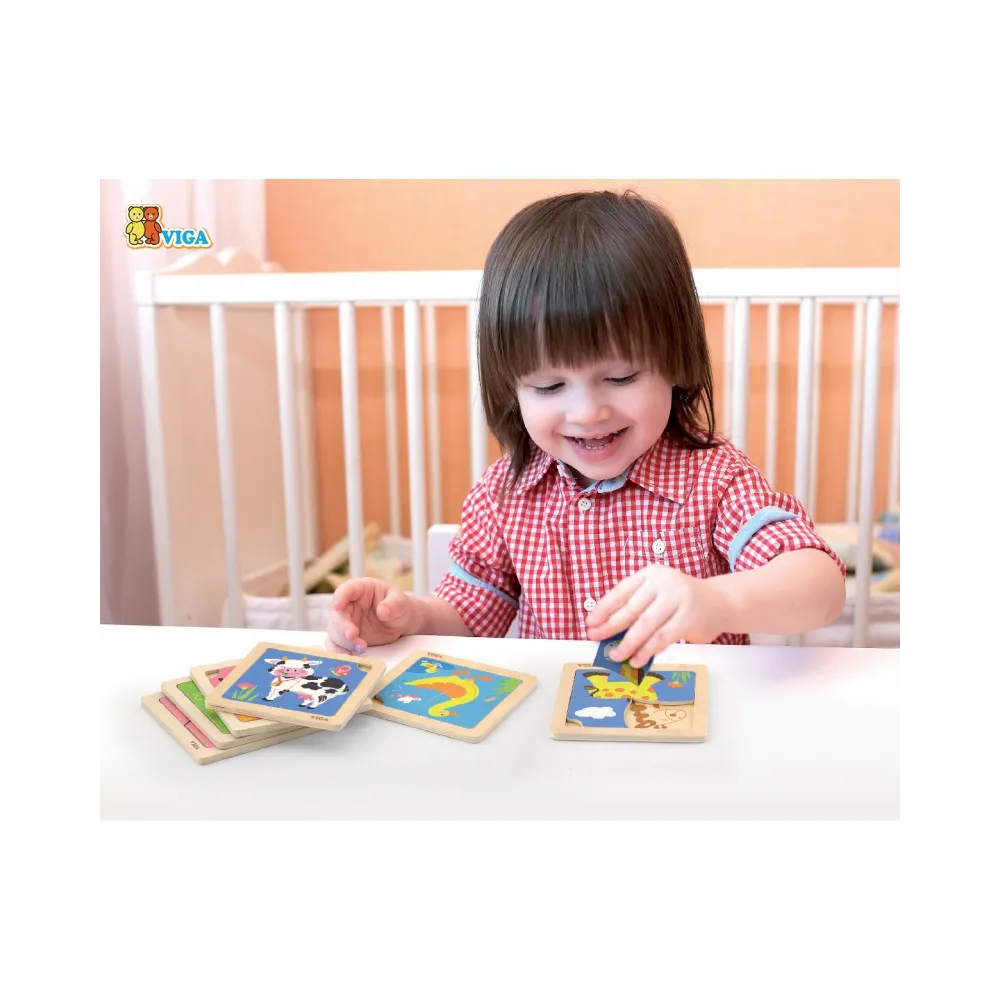 VIGA Poręczne Drewniane Puzzle Kaczuszka