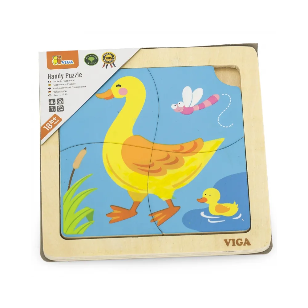 VIGA Poręczne Drewniane Puzzle Kaczuszka