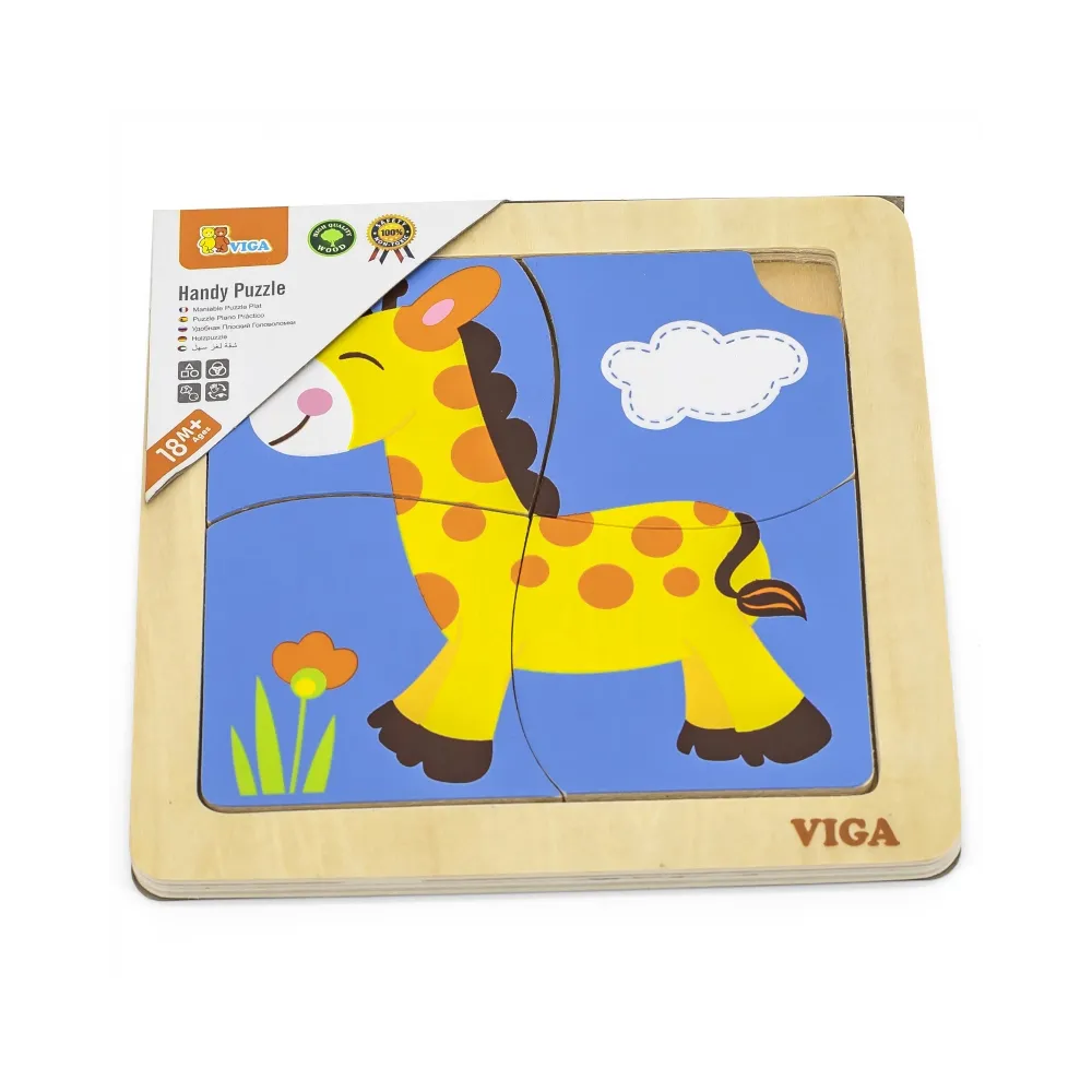 VIGA Poręczne Drewniane Puzzle Żyrafa
