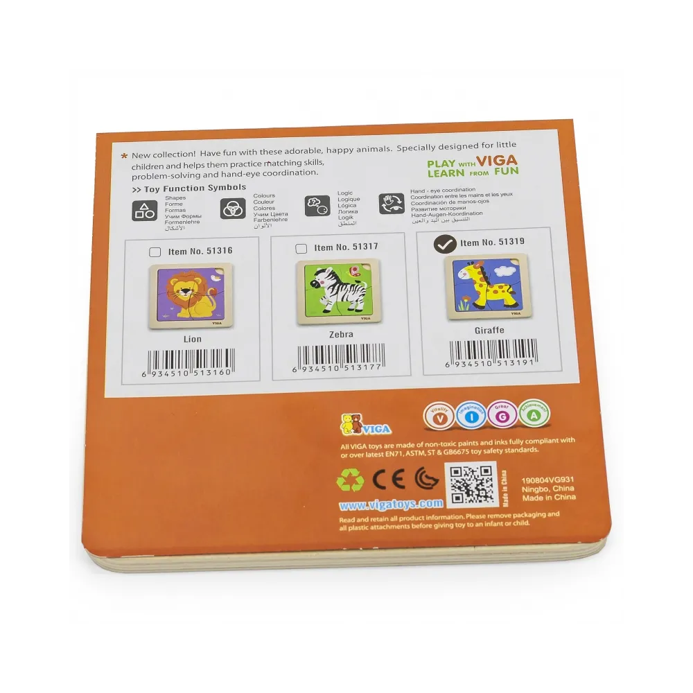 VIGA Poręczne Drewniane Puzzle Żyrafa