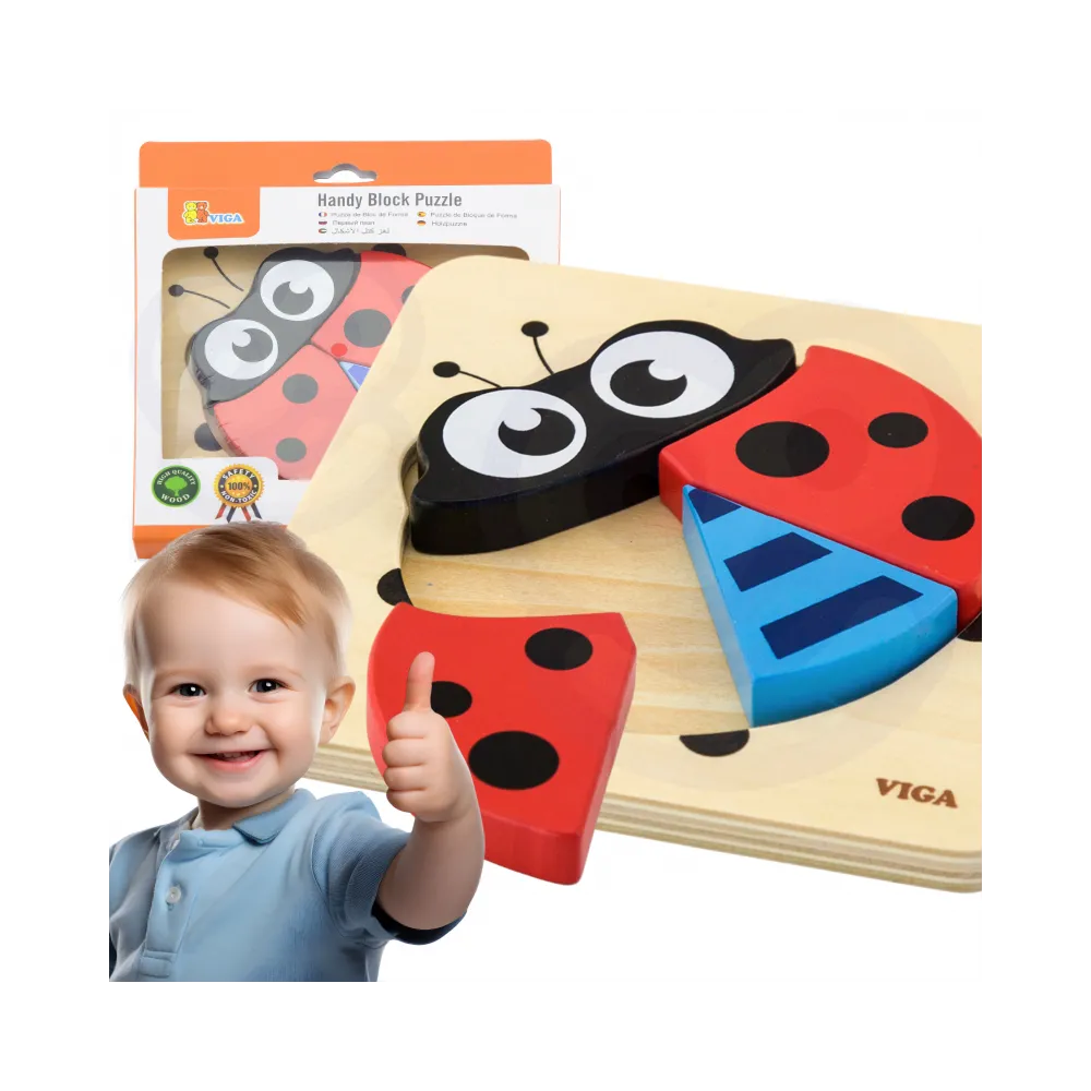 VIGA Pierwsze drewniane Puzzle maluszka Biedronka
