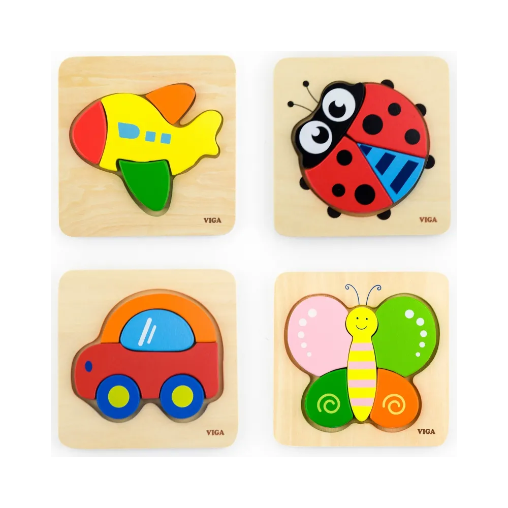 VIGA Pierwsze drewniane Puzzle maluszka Biedronka