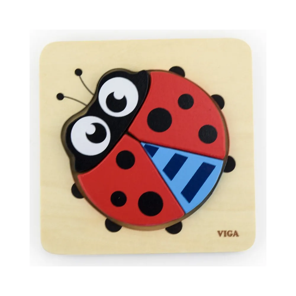 VIGA Pierwsze drewniane Puzzle maluszka Biedronka