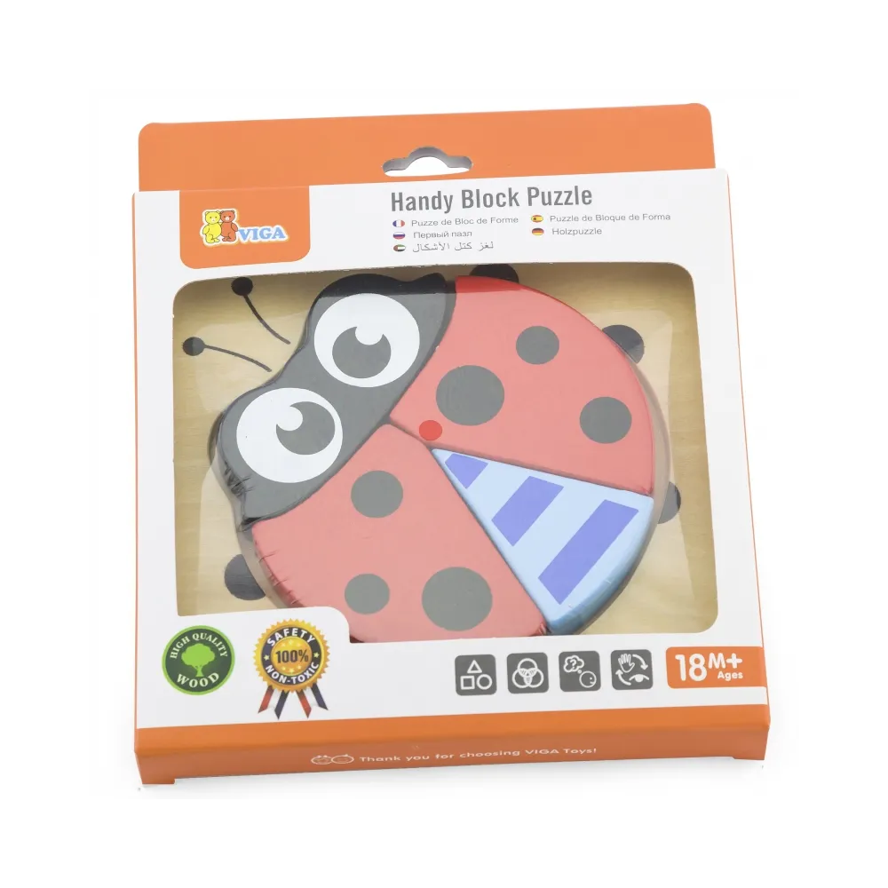 VIGA Pierwsze drewniane Puzzle maluszka Biedronka