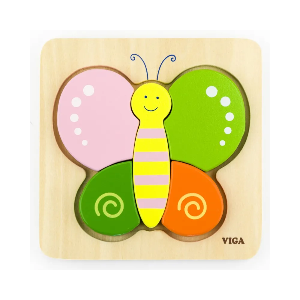 VIGA Pierwsze drewniane Puzzle maluszka Motylek