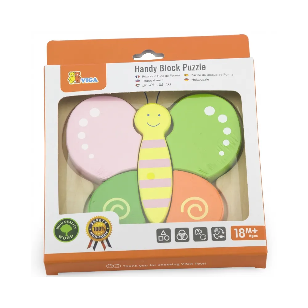 VIGA Pierwsze drewniane Puzzle maluszka Motylek