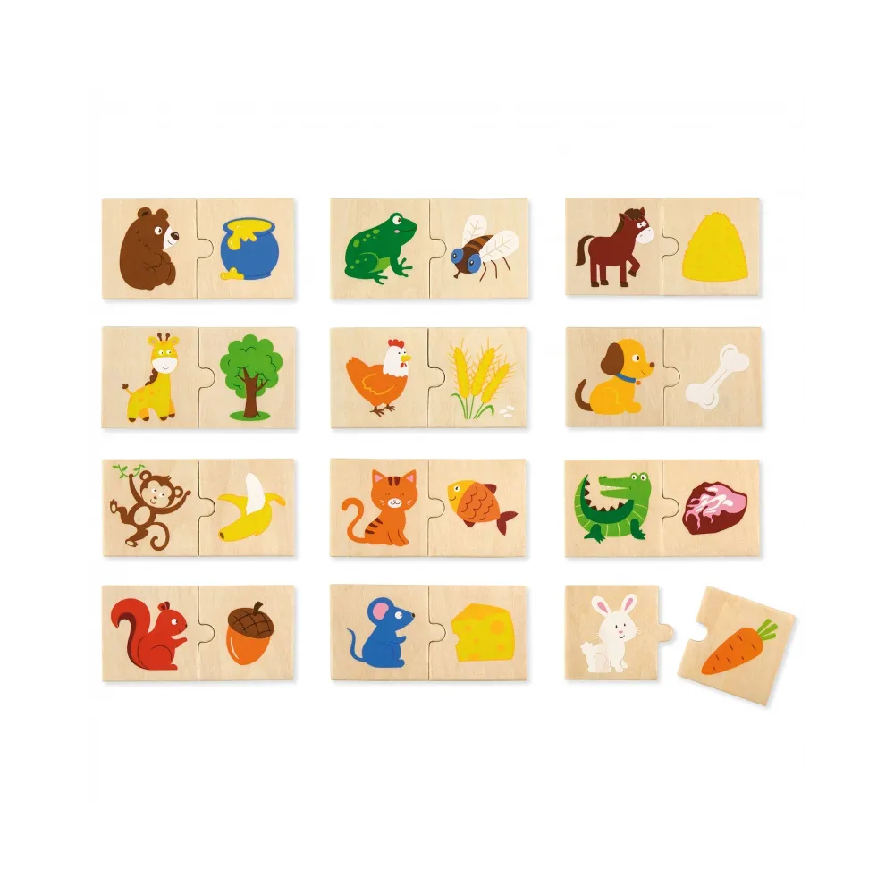 VIGA Drewniane Puzzle Nakarm Zwierzątko Co jedzą Zwierzęta Układanka
