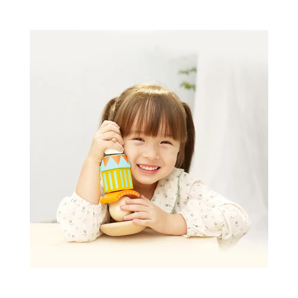 CLASSIC WORLD Drewniana Układanka Piramidka Klocki Balansujący Wesoły Klaun