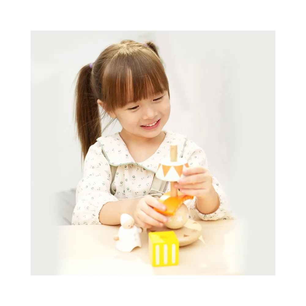 CLASSIC WORLD Drewniana Układanka Piramidka Klocki Balansujący Wesoły Klaun