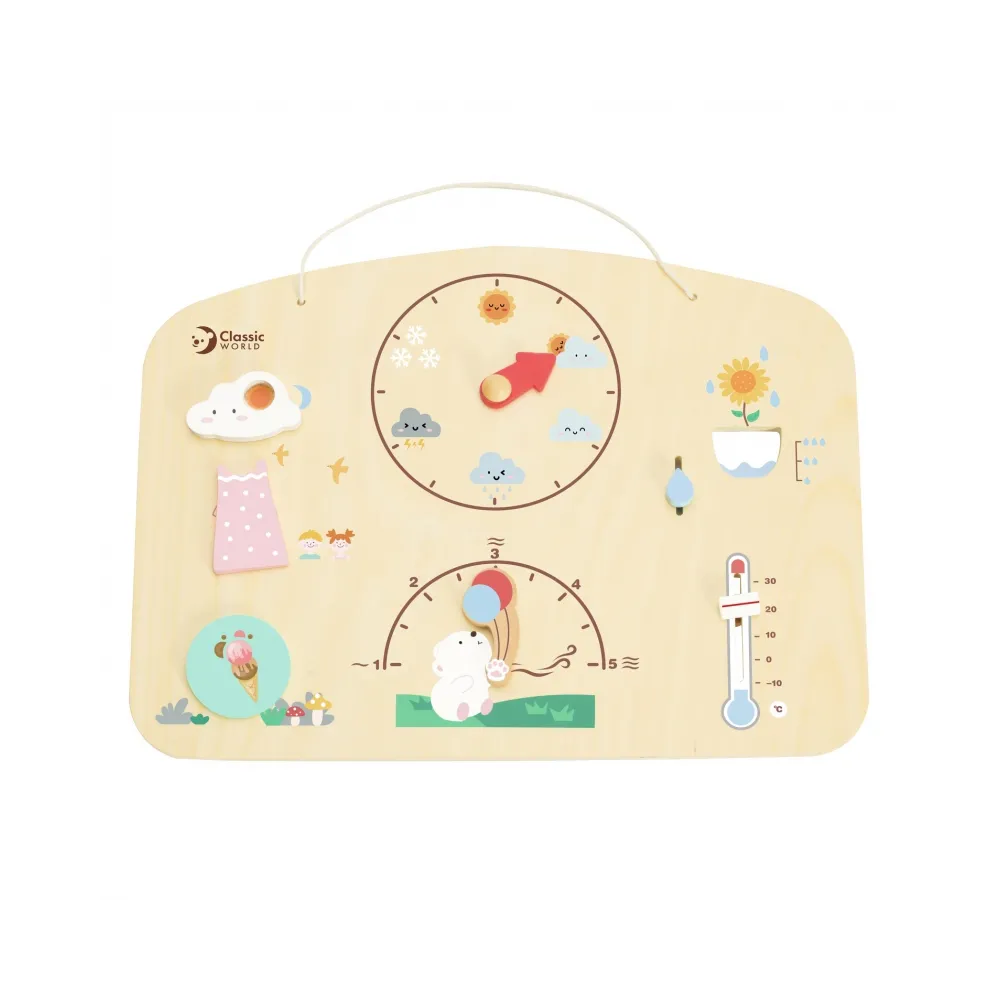 CLASSIC WORLD Tablica Edukacyjna Barometr Nauka dla Dzieci Stacja Pogodowa Wiatr Temperatura 9 el.