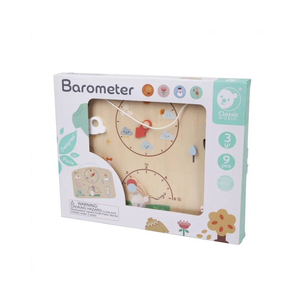 CLASSIC WORLD Tablica Edukacyjna Barometr Nauka dla Dzieci Stacja Pogodowa Wiatr Temperatura 9 el.