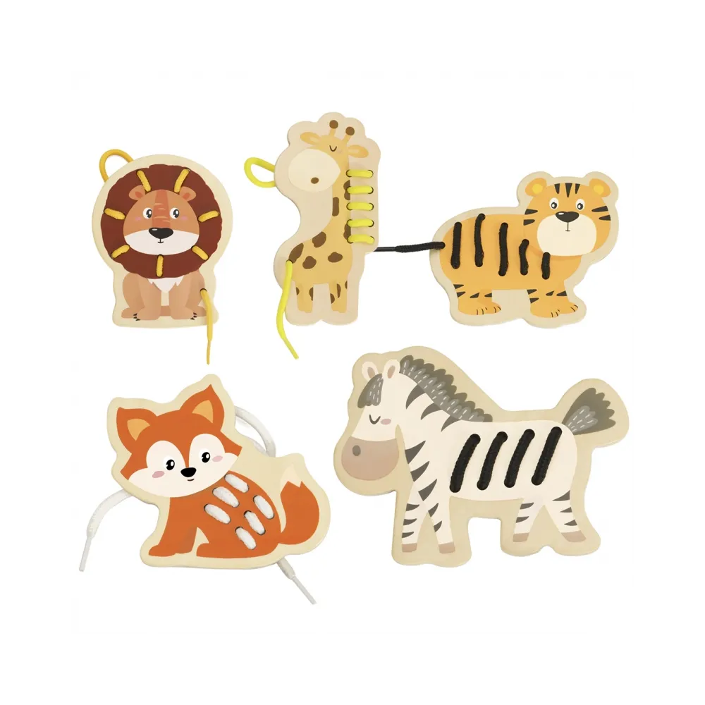 CLASSIC WORLD Drewniana Sznurowanka Przeplatanka Nawlekanka Zwierzątka Afryka 10 el.