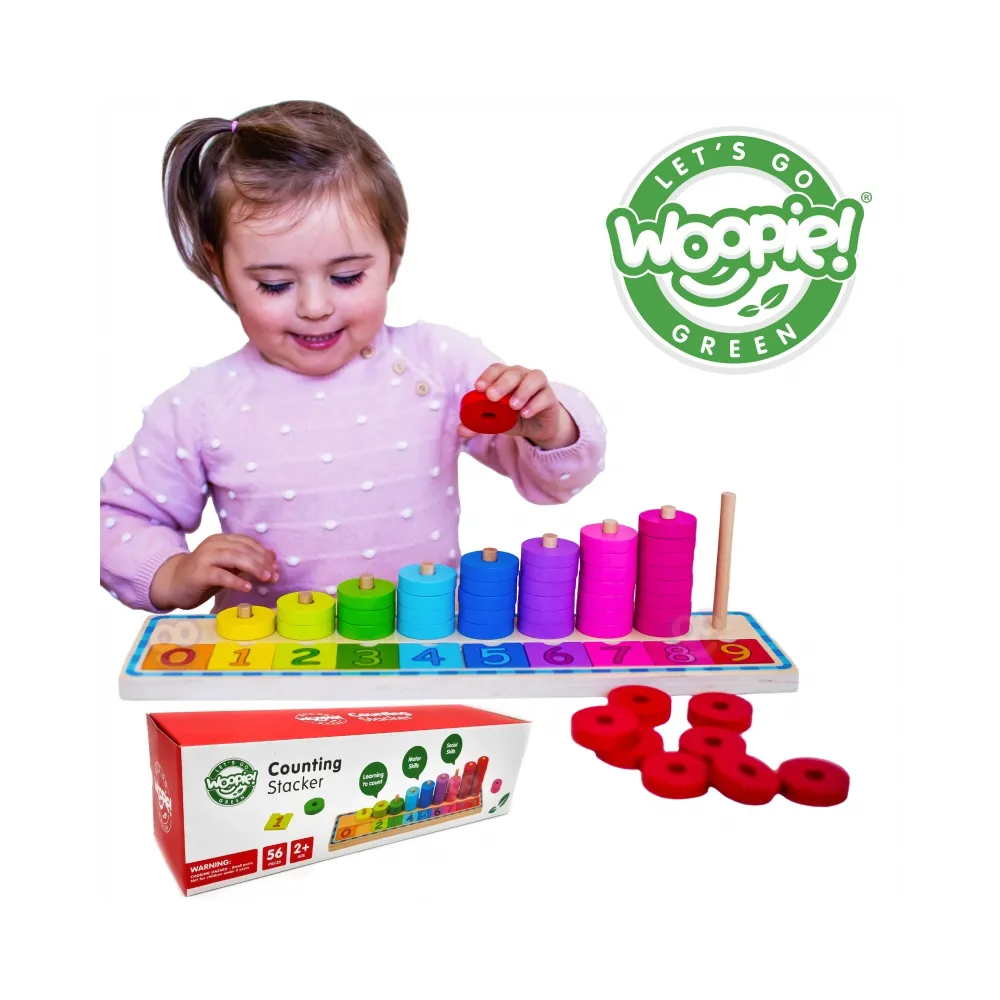 WOOPIE GREEN Układanka Nauka Liczenia i Kolorów Montessori 56 el.