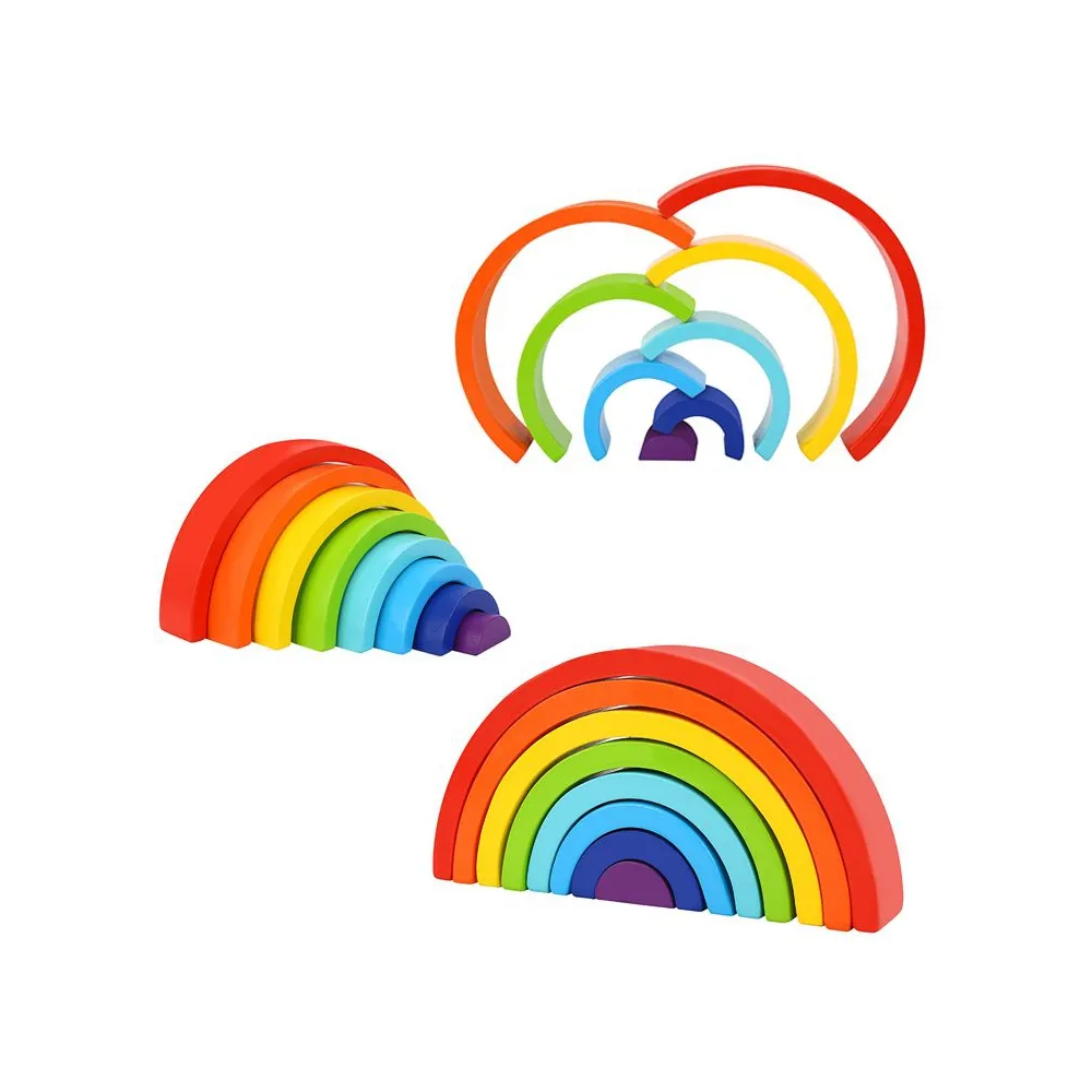 TOOKY TOY Drewniana Tęcza Układanka Klocki Kreatywne Montessori Certyfikat FSC