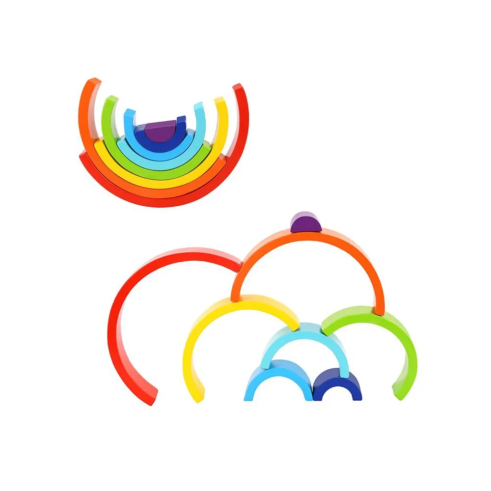 TOOKY TOY Drewniana Tęcza Układanka Klocki Kreatywne Montessori Certyfikat FSC