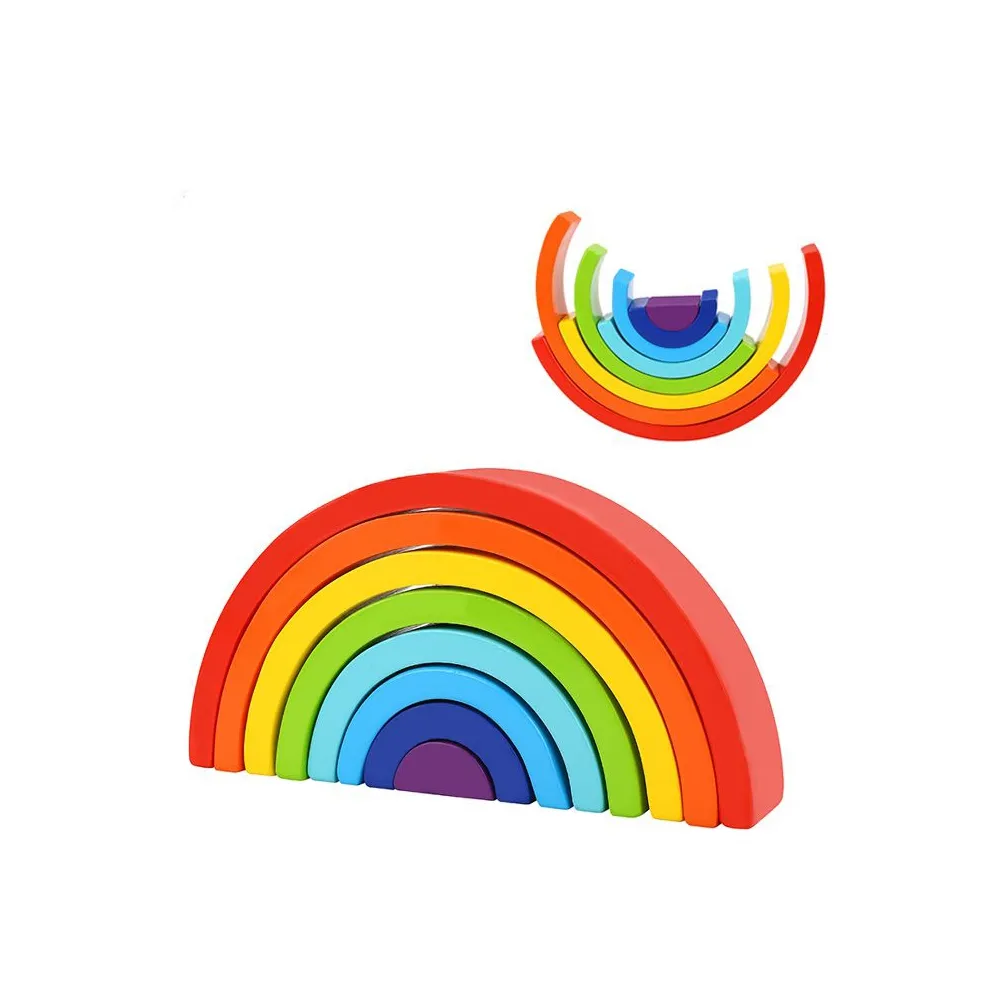 TOOKY TOY Drewniana Tęcza Układanka Klocki Kreatywne Montessori Certyfikat FSC