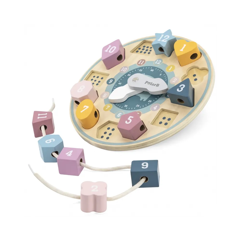 VIGA PolarB Sorter Kształtów Zegar nawlekanka Montessori