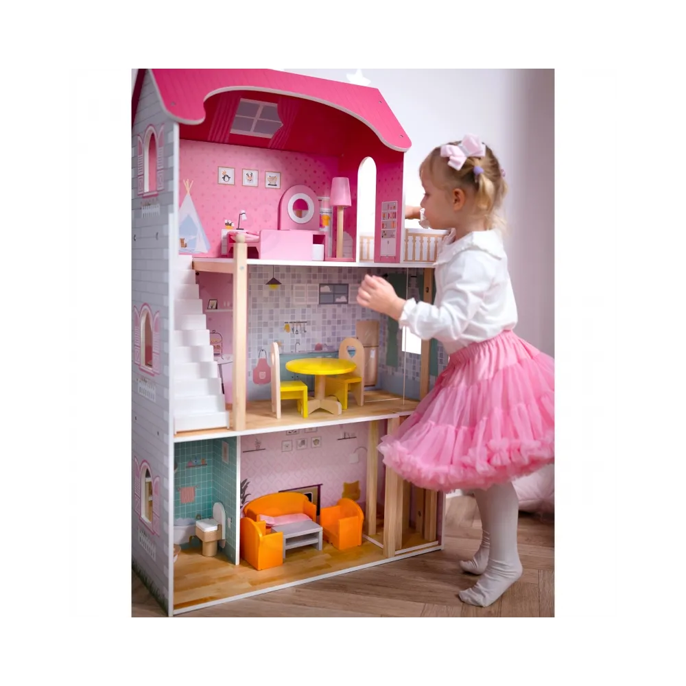 VIGA Duży Drewniany Domek dla Lalek