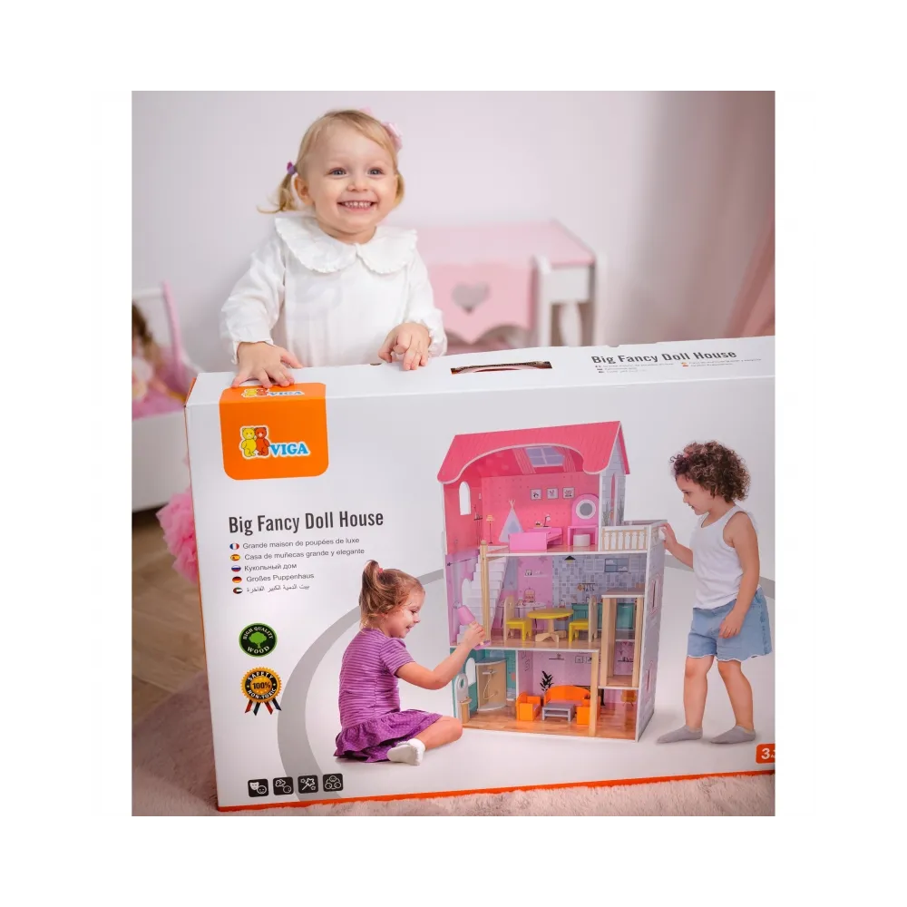 VIGA Duży Drewniany Domek dla Lalek