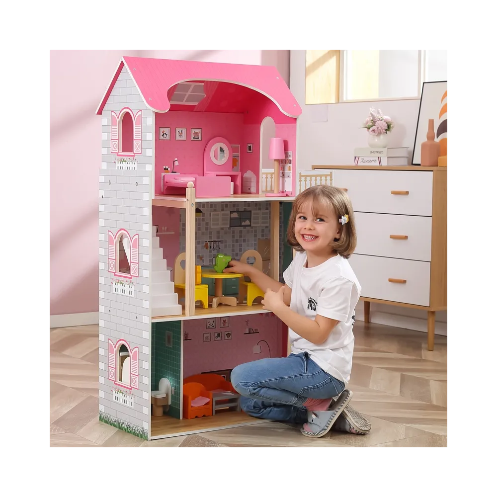 VIGA Duży Drewniany Domek dla Lalek