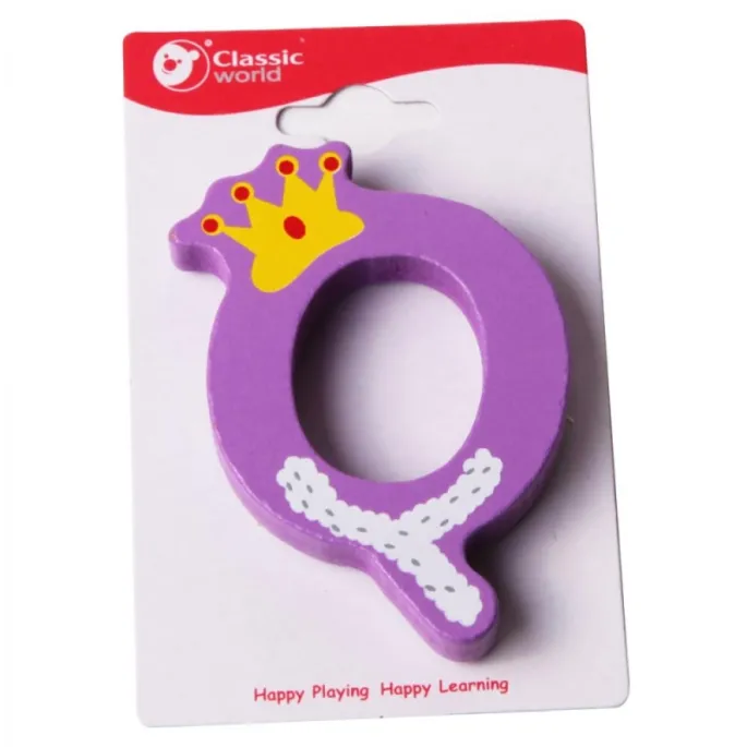 Classic World drewniana literka Q w inspirującej kolorystyce