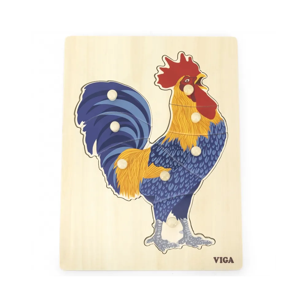 VIGA Drewniane Puzzle Montessori Kogut z Pinezkami