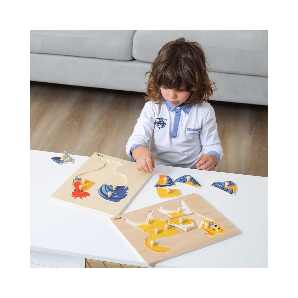 VIGA Drewniane Puzzle Montessori Kogut z Pinezkami