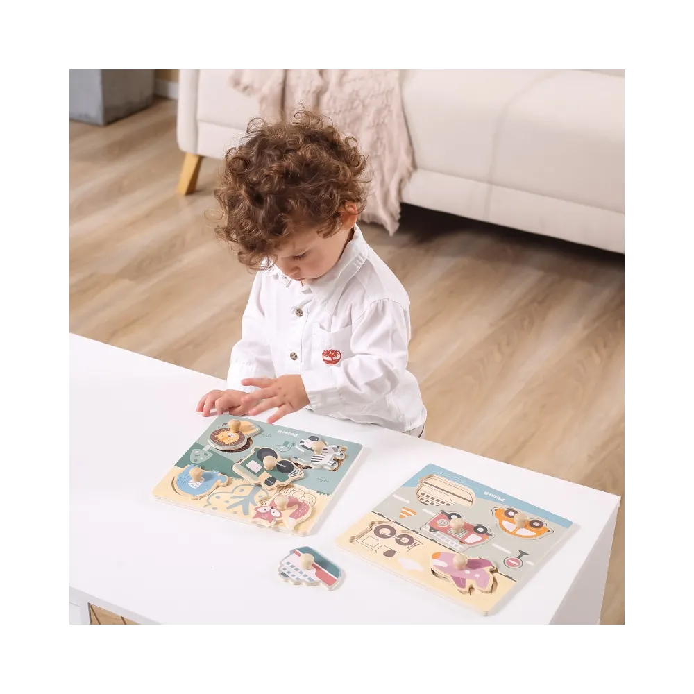 VIGA PolarB Drewniane Puzzle Zwierzęta z Pinezkami
